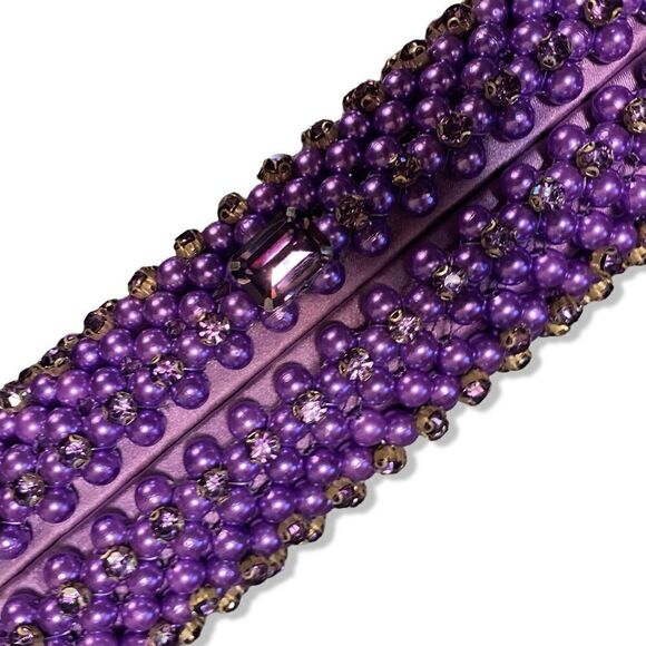 Retrofete Lydia Pearl Crystal bag clutch purple evening purse rhinestone event - Picture 7 of 12